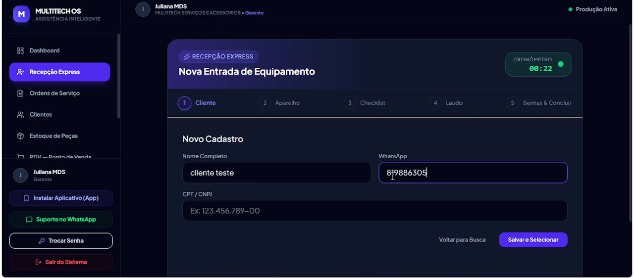 Prévia do vídeo — passo a passo da Recepção Express